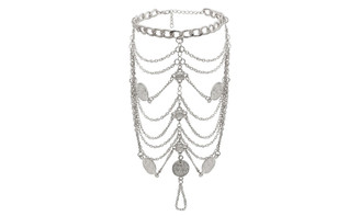 NEW   Antique Alloy Glyph Multilayer Mesh Tassel Toe Anklet  5422