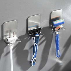 Pack of 2 Stainless steel no screw self adhensive shaver hanger-la