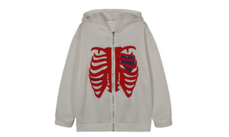 NEW  Fall/Winter Hoodie Women's Loose Skull Print Zip-Up Long Sleeve Jacket 5499