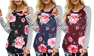NEW Flower print strip top -LA 5513