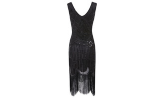NEW vintage sequined fringed party dress 5572