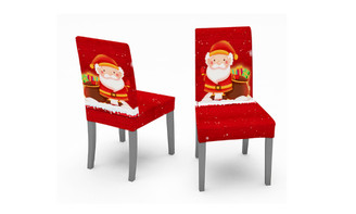 NEW 2pcs Christmas Decoration Printed All Inclusive Stretch Home Dining Table Chair Cover 5585
