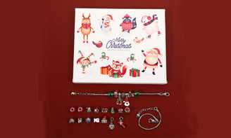 NEW Christmas Bracelet Beaded Gift Box 24 Countdown Blind Box Children's Bracelet DIY Ornament Set 5613