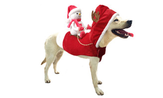 NEW Pet Dog Christmas Supplies Christmas Santa Riding Deer Costume 5628