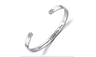 NEW Bracelet MOM DAD SON DAUGHTER Stainless Steel Open C Lettering Bracelet 5636