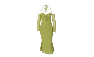 NEW Wrap bust tie halter trend long-sleeve slip dress 5646