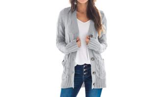 NEW Casual Solid Color Twist Button Cardigan Sweater Jacket 5667