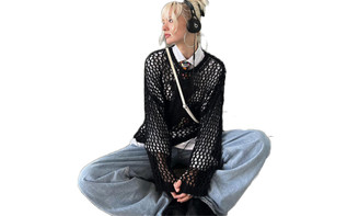 NEW Round Neck Cutout Long Sleeve Cross Blouse Sheer Knit Sweater 5673