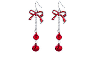 NEW Long Bowknot Tassel Earrings Christmas Red Bell Earrings  5750