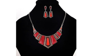 NEW   Imitation of stone resin plus oil necklace with earrings cover decoration  5754