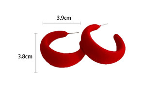NEW Red Silver Needle Flock Geometric Hoop Earrings 5777