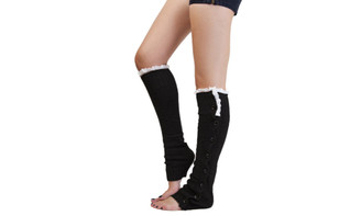 NEW long side button lace trimmed thermal sock covers boot covers leg warmers  5789