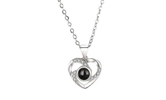 NEW I love you in 100 languages projection creative diamond encrusted love necklace 5792