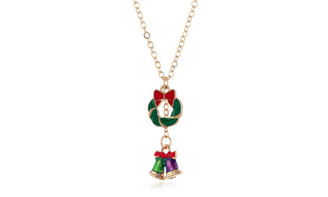 NEW Christmas Jewellery Gift Set Oil Dripping Christmas Tree Garland Jingle Bells Necklace Earrings 3PCS 5830