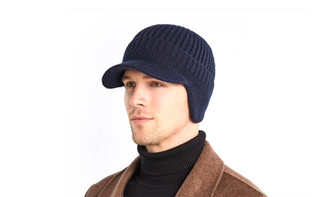 NEW Men's autumn and winter padded wool outdoor warm ear protection knitted hat duck tongue cap 5844