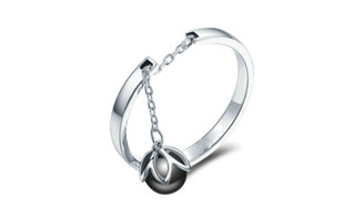 NEW Women's black pearl simple openwork ring holiday gift 5853