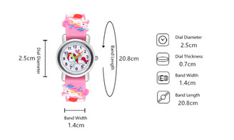 NEW Children's sports watch Cute unicorn pattern colourful rainbow strap quartz watch 5882