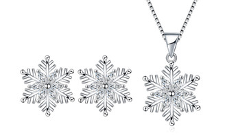 NEW Personalised Romantic Christmas Snowflake Necklace Earrings Set Christmas Gift 5887