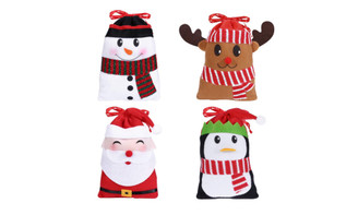 NEW 8PC Christmas Candy Bags Gift Treat Bags for Favors and Decorations Super Cute Snowman Reindeer Penguin 5904
