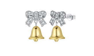 NEW Christmas Bell Bow Stud Earrings for Women Girls 5909