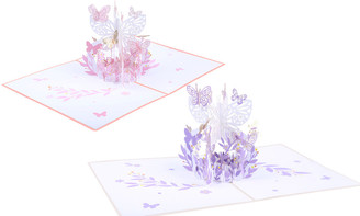NEW Butterfly flower basket blessing 3D paper carving creative gift card 5946
