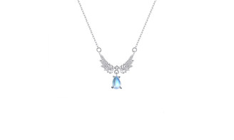 NEW Angel Wing Moon Stone Pendant Celar Claolical Necklace 5974