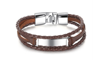 NEW Hand-woven multi-layer men's leather braceleT 6090