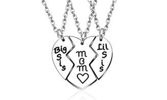 NEW  Mother's Day gift stainless steel Big Sis cross chain pendant necklace (three pieces)   6173
