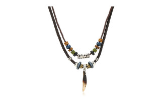 2302 NEW National style woven crescent pendant beaded necklace 6161