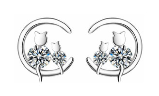 2302 NEW Temperament personality moon cat earrings 61210