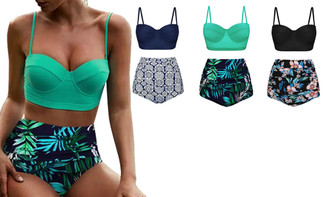 2302  NEW  High waist bikini split swimsuit   6302