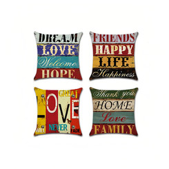 2303NEW 4PC Vintage Proverbs Mediterranean Letter Pillowcase6249