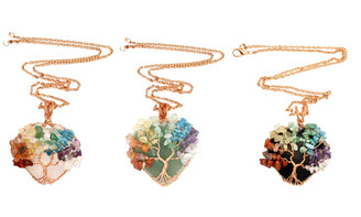 2303 NEW   colorful tree of life heart pendant necklace 6361