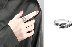 2303 NEW   Vintage minimalist Thai silver ring leaf shape opening adjustable ring6366