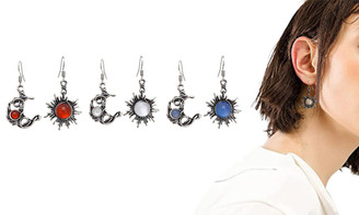 2303 NEW Bohemian Wind Sun Moon Stone Asymmetric Earrings 6605