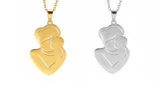 2303 NEW Cartoon Boy Girl Family Thanksgiving Mother's Day Parent-child Stainless Steel Necklace 6614