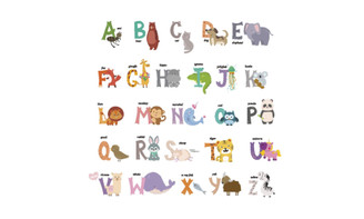 2303 NEW English Letter Cartoon Children's Room English Pinyin Early Childhood Education Poster Kindergarten Wall Decal 6618