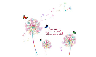 2303 NEW Colored Dandelion Butterfly Room Living Room Bedroom Decorative Wall Decal 6623