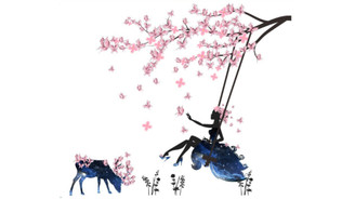 2303 NEW Plum Blossom Landscape Wall Decal Beauty Plum Blossom Branch Swing Wall Decal 6624