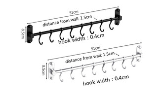 2303 NEW  Perforation-free space aluminum pole wall mounted shelf with 50cm 8 hooks 6631