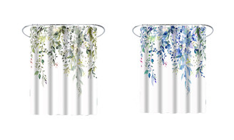2303  NEW Bathroom Curtain with 12 Hooks, Waterproof Polyester Fabric Bathtub Curtain, Weighted Hem, Washable, Quick Dry, Mildew & Mold Resistant  6384