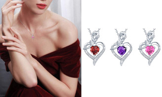 2303 NEW Women's Rose Love Diamond Pendant Necklace Mother's Day Gift 6639