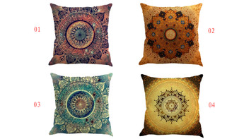 2303  NEW Set of 4 Mandala Throw Pillow Covers Bohemian Decorative Square 18 x 18 Inch 45 x 45 cm Boho Cushions for Home Decor Design Sofa Bedroom Car Floral Outdoor Cushions   6715
