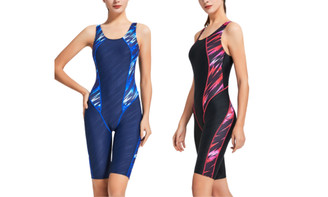 2304 NEW Waterproof and quick drying shark skin one-piece flat quarter pants swimsuit 6671