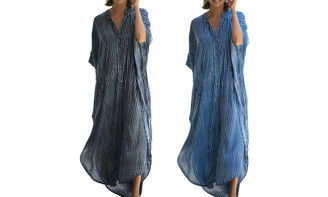 2304 NEW Striped beach smock oversized vacation bikini sun protection shirt beach skirt 6684