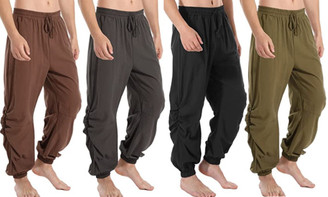 2304  Men's loose cotton linen high waisted leggings 6802