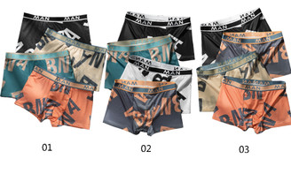2304 NEW 4PC Men's Ice Silk Letter Double Layer Underpants 6815