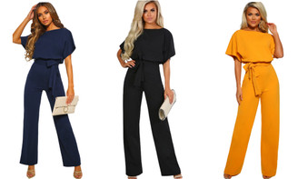 2304  NEW Women's button tied short sleeved light cooked straight tube jumpsuit 6818