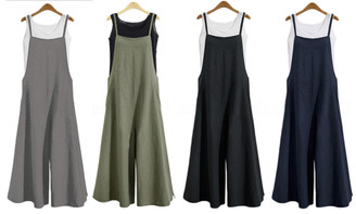 2304  NEW Women's loose fitting one piece wide leg pants casual one piece pants 6826