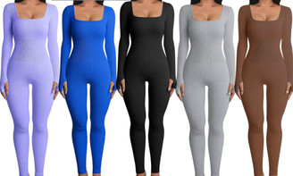 2304  NEW Threaded square neck with buttocks lifting and slimming sexy jumpsuit  6856